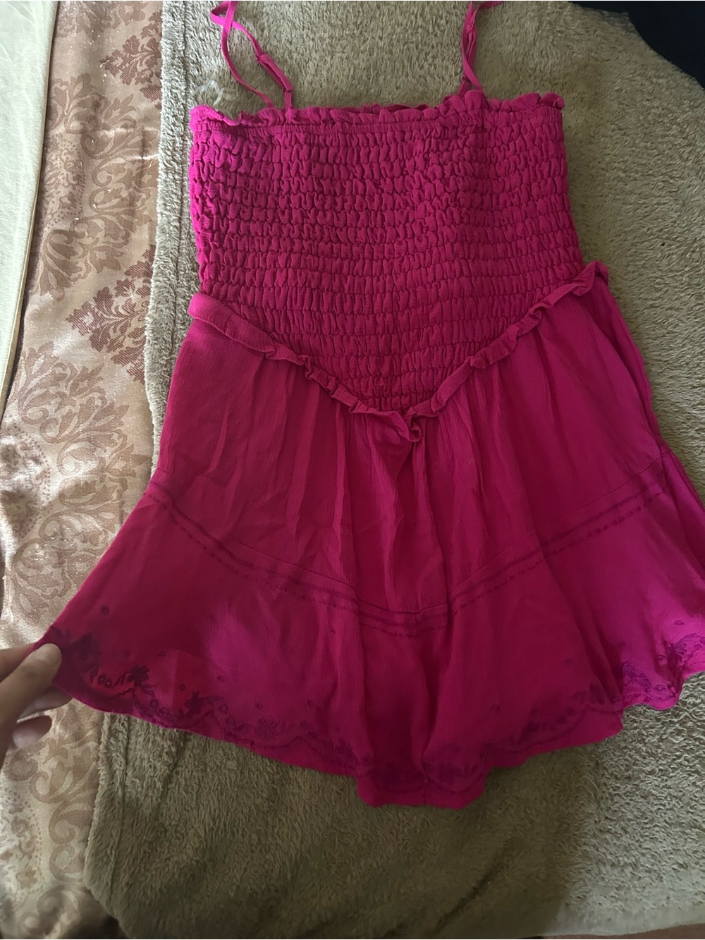 No Boundaries Hot Pink Smocked Mini Dress Romper